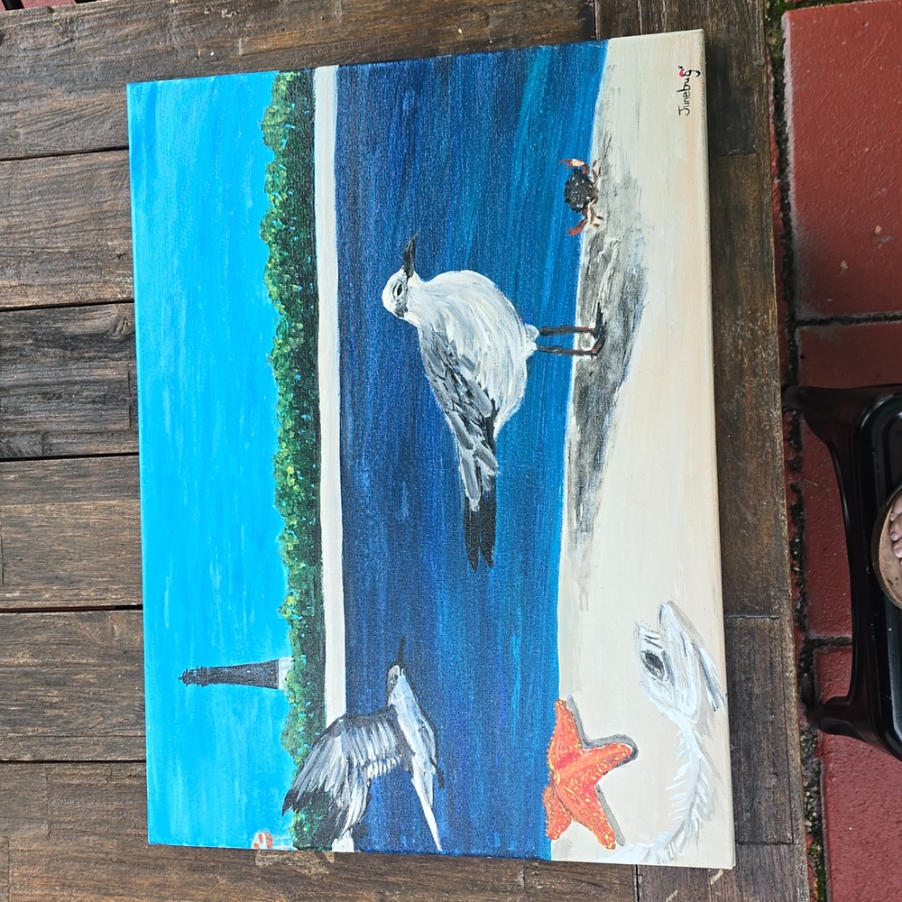 Acrylic Painting  " Hanging in the Beach"